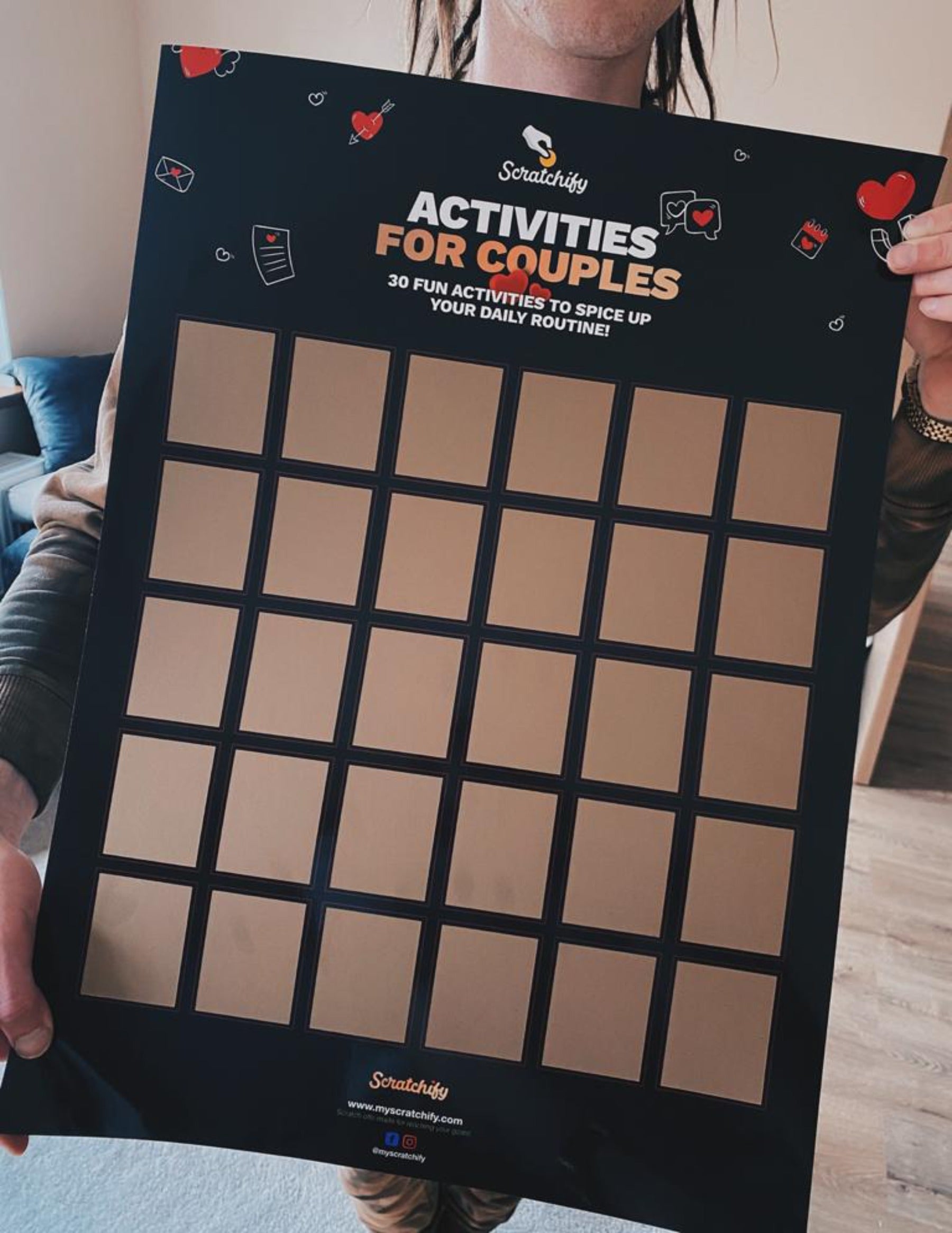 Scratch-off poster activities for couples, 30 fun activities to spice up your daily routine!